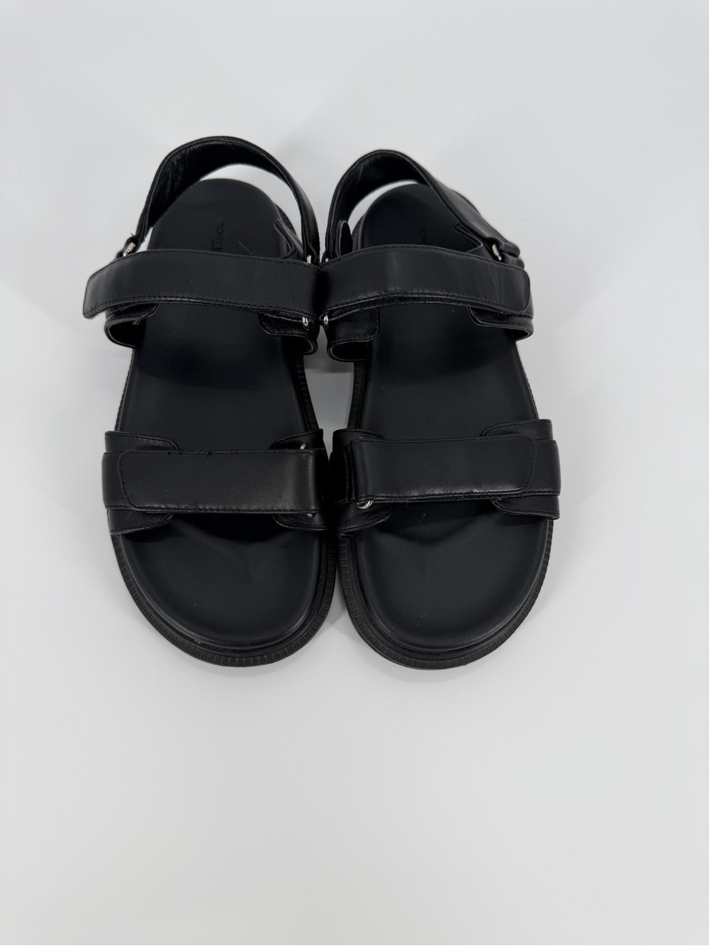 Tony Bianco Women's Black Falcon Slide Adjustable Velcro Strap Sandals Size 10